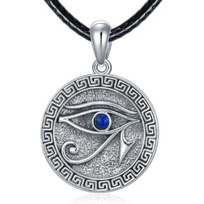 Eye of Horus Necklace for Men 925 Sterling Silver Lapis Lazuli Egyptian Ancient Eye of Ra Horus Symbol of Protection Amulet Jewelry Gifts for Father