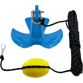 Marine River Anchor Kit 20 lb Blue PE Coated Kayak Anchor Accessories with 50 ft Rope for Fishing Kayaks, Canoe, Jet Ski, SUP Paddle Board and Small Boats