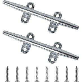 Boat Cleats 6 Inch/8 Inch - Chromium-Plated Steel Dock Cleats Open Base Boat Dock Cleats with Screws, Rope Cleats, Ideal for Boat Docks,Piers for Tying Up Boats, Kayaks, Marine Decor(2, 4 Pack)