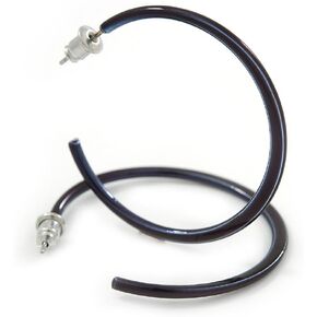 Dark Blue Enamel Hoop Earrings - 40mm
