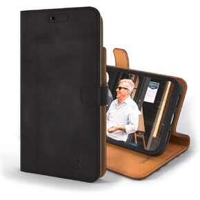 Snakehive iPhone 13 Pro Max Leather Case | Genuine Leather Wallet Phone Case with Card Holder | Flip Folio Case/Cover with Stand | Compatible with iPhone 13 Pro Max | (Bottle Green)