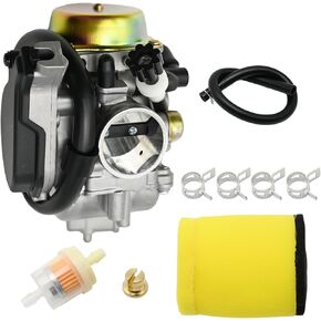 Eiger 400 Carburetor w/Air Filter Replacement for Suzuki LT-F400 Eiger 2x4 2002-2007, LT-F400F Eiger 4x4 2002-2007, Replace 13200-38FB3, 13200-38FCV, 13200-38FC0, 13200-38FA0, 13200-38FC2