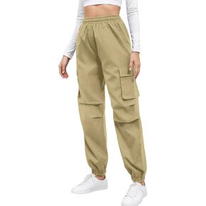 TOPYOGAS Womens Casual Hiking Pants Quick Dry Lightweight Tactical Cargo Pants Elastic Waist Water Resistant Pants Pockets
