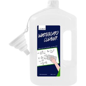 loukin Non-Toxic Whiteboard Cleaner, 1 Gallon (128 fl oz) Dry Erase Board Cleaner Ready-to-Use Refill, Connected Collapsible Silicone Funnel for Canned Liquid, Removes Whiteboard Stains