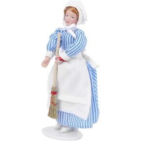 03 Decorative 6in with Movable Joints, Porcelain Miniature 1:12 Scale Dollhouse People, Dollhouse Victorian Maid, for Kids Adults(Helper)