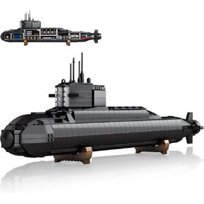 Nuclear Submarine Building Blocks Set - Military Submarine Building Toys with Lights, Collectible Home Room Decor Battleship Construction Set, Gifts for Adults Men Teens Boys (1498 Pieces)
