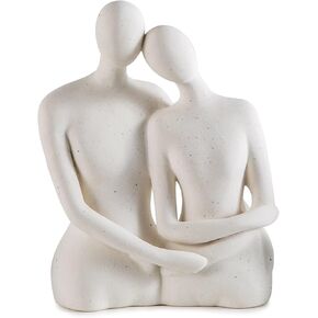 Couple Statue, Couple Figurine Shelf Decorations for Living Room, Shelves, Bookshlf, Home Decor, Abstract Design Ceramic 8.07 Inch