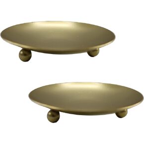 2Pcs Iron Plate Candle Holder Set - 2.68 Inch Decorative Pedestal Candle Stands for Home, Wedding, and Birthday Parties - Elegant Gold Candle Holders for Stylish Décor