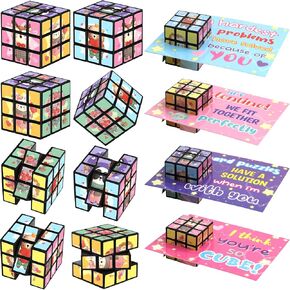 Valentine's Day Cubes with Cards 24 Pack Puzzle Flip Cubes Valentine School Classroom Prizes Gift Exchange Valentine's Party Favors Supplies