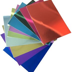 Premium 10 Sheets Mirror foil Board Sparkling Assorted Colors Cardstock Reflective, Shiny Poster Board 8.5 x 11 inches 250GSM Use For Scrapbooking Paper Cutting Bending Or Shaping metallic