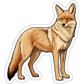 Coyote Sticker Weatherproof Vintage Decal Vinyl Small Waterproof for Water Bottle Mug Passport Book Scrapbook Notebook Laptop Tumbler Skateboard Computer Phone Size 4" Funny Gift