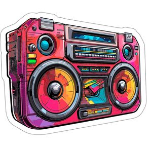 Boom Box Sticker Camp Souvenir Decal Vinyl Small Waterproof for Water Bottle Mug Passport Book Scrapbook Notebook Laptop Tumbler Skateboard Computer Phone Size 4" Funny Gift