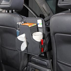 حامل محفظة السيارة بين المقاعد، وحدة تخزين مركزية عالية السعة لسيارات الدفع الرباعي الصغيرة، حامل مناديل 120 قطعة / حامل أكواب، أسود قطعة واحدة (موديل B - صغير - أسود) in Kuwait