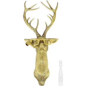 QWORK Faux Deer Wall Mount, Resin Wall Decor Sculptures with Waterproof and Sunscreen Coating, Realistic Animal Designs for Home and Office