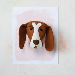 Creative Co-Op Handmade Wool Felt Dog Head Wall Hanging, Brown and Cream