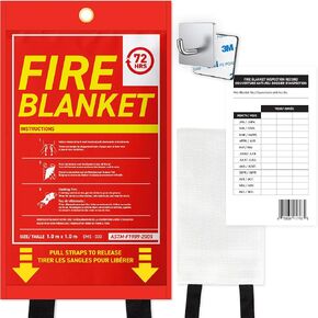 72 HRS Fiberglass Fire Blanket - Fire Blanket for Home, Kitchen Fire Blanket | Fire Extinguishers Home | Essential Fire Safety Tool, Emergency Fire Blanket | (1PC, 47"x47")