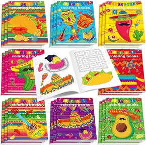 Faccito 24 Pcs Mini Fiesta Coloring Books Bulk Mexican Painting Book Small Color Drawing Booklets DIY Drawing Activity Book Mexican Heritage Celebration Coloring Book for Mexican Day Kids Party Favor