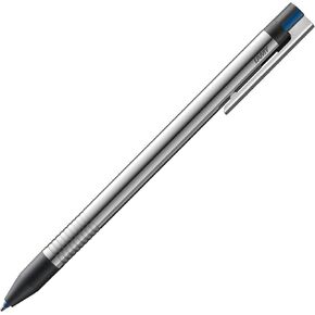 Lamy logo 3-colours - multicoloured ballpoint pen (black, blue, red) with a sight dial mechanism in an elegant stainless steel case - incl ballpoint refills M 21 in black, blue & red
