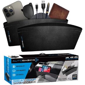 Multifunctional Car Seat Gap Filler Organizer – Front Seat Gap Stopper - Storage Solution for Travel Essentials, 2 Pack – Durable Caddy with Easy Catch Design for Cars, SUVs, Trucks