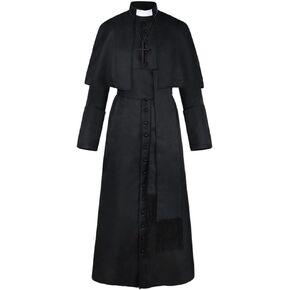 Medieval Priest Costume Roman Clergy Pastor Cassock Robe Litergical Vestment Pulpit Monk Wizard Halloween Uniform