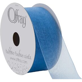 Berwick Offray 1.5'' Nylon Sheer Ribbon, Dusty Blue, 25 Yards