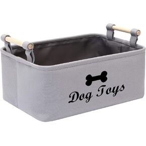 سلة ألعاب الكلاب من القماش من Geyecete لألعاب الكلاب، وبطانية الكلاب، وصناديق تخزين ألعاب الكلاب، بمقبض خشبي (رمادي اللون) in Kuwait
