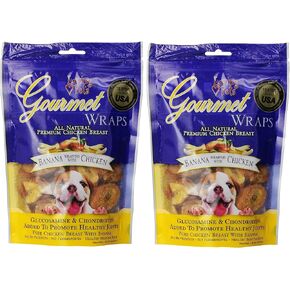 Loving Pets (2 Pack) All Natural Premium Banana and Chicken Wraps with Glucosamine and Chondroitin Dog Treats, 6 oz