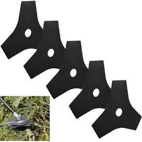 DECKMAN AC04105 8" Heavy Duty Reversible Steel Tri-Arc Brush Cutting Replacement Blade Compatible with Ryobi for Mdoels RY254BC, RY40255, RYBRC77 Hardened Steel 5 Pack