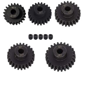 Metal Steel M1 Pinion Gear Sets 21T 22T 23T 24T 25T 5mm Shaft Motor Gears with Hex Key for 1/10 Traxxas Slash 2WD 4×4 4wd,Arrma Senton Axia1 Redcat Rc4wd