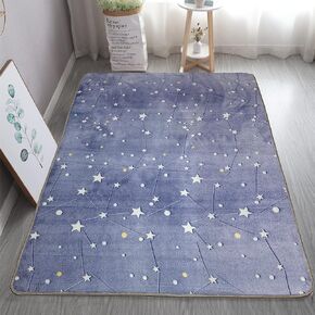 Luminous Area Rug Glow in The Dark for Bedroom Living Room, Unique Soft Washable Modern Indoor Rugs for Children Dorm Home Decor, Blue Galaxy 2x4 Feet