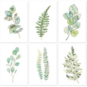 AnyDesign 36 Pack Greenery Greeting Cards Bulk Watercolor Botanical Note Cards with Envelopes Stickers Green Plant Thank You Blank Cards for Birthday Wedding Baby Shower Bridal Shower