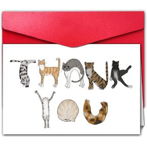 GYYsweetus Charming Cats Thank You Card, Original Lovely Card for Cat Lovers, Adorable Meow Gift for Best Friend Thank You So Much Thanksgiving Day Card