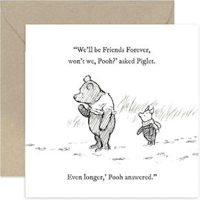 Old English Co. Winnie The Pooh Birthday Card for Friend - Friends Forever Quote from Winnie The Pooh and Piglet for Sister, Cousin, BFF - Thinking of You Sympathy Card | Blank Inside with Envelope