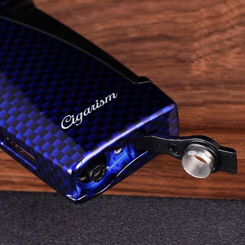 Carbon Fiber Style Cigar Lighter, Double Torch Jet Flame W/Cigar Punch (Black) in Saudi Arabia