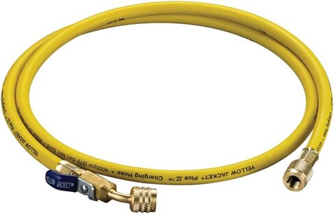 Yellow Jacket 30460 PLUS II 1/4" Hose for Left-Handed A2L Refrigerant Tanks - 60" Length 1/4" LH to 1/4" RH Angled Ball Valve Fitting in Saudi Arabia
