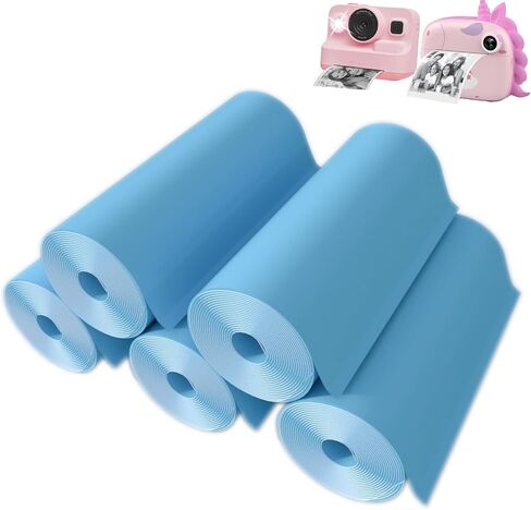 5 لفات من ورق الطباعة الفوري لكاميرا الأطفال، ورق الطابعة، مجموعة ورق الطباعة الحرارية للطباعة عالية الدقة (57 × 25 مم) أزرق in Kuwait