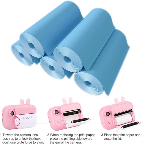 5 لفات من ورق الطباعة الفوري لكاميرا الأطفال، ورق الطابعة، مجموعة ورق الطباعة الحرارية للطباعة عالية الدقة (57 × 25 مم) أزرق in Kuwait