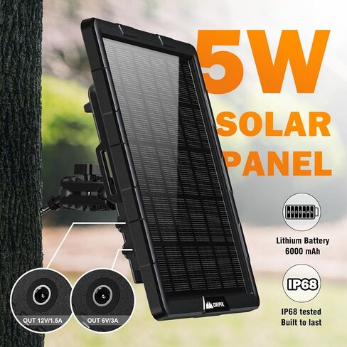 12V Solar Panel for Trail Camera - 6V Solar Panel for Game Camera 5W 6000mAh Solar Lithium Battery Charger for Trail Cam in Kuwait