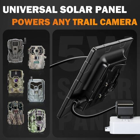 12V Solar Panel for Trail Camera - 6V Solar Panel for Game Camera 5W 6000mAh Solar Lithium Battery Charger for Trail Cam in Kuwait