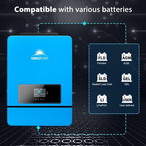 SUNGOLDPOWER 10000W 48V Hybrid Inverter, Built-in 2 MPPT Solar Controllers, Max 200A Battery Charging, AC Input/Output 120V/240V(settable),Pure Sine Wave Inverter(Parallel/WiFi/BMS COMM) UL1741 in Saudi Arabia