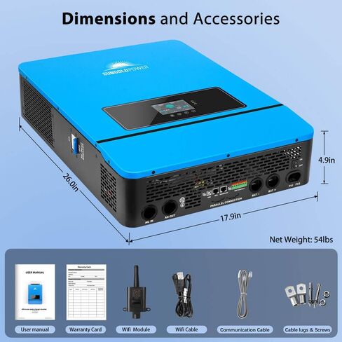 SUNGOLDPOWER 10000W 48V Hybrid Inverter, Built-in 2 MPPT Solar Controllers, Max 200A Battery Charging, AC Input/Output 120V/240V(settable),Pure Sine Wave Inverter(Parallel/WiFi/BMS COMM) UL1741 in Saudi Arabia