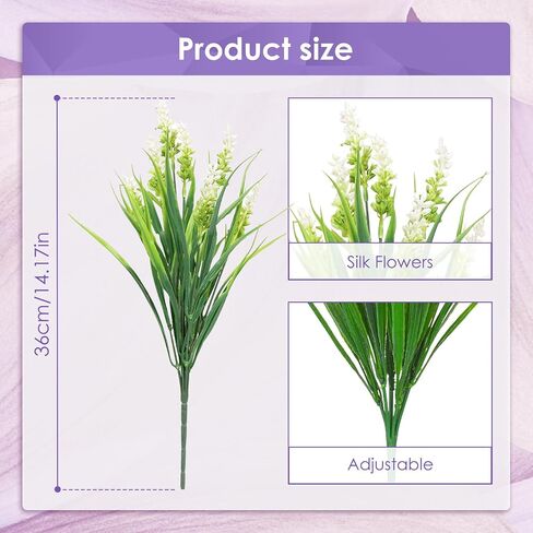 Artificial Fake Plants Flowers for Outdoor Decoration,24 Bundles Plastic Lavender Faux Flowers UV Resistant for Home Garden Planter Porch Patio Yard Decor (White) in Saudi Arabia