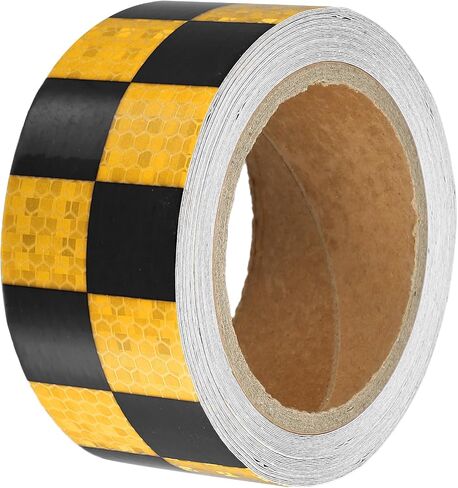 ACROPIX Universal 5cmx10m Yellow and Black Checkered Car Reflective Stickers Reflective Tape Safety Warning Reflective Protector - Pack of 1 in Saudi Arabia