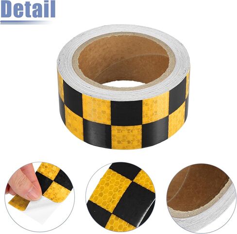 ACROPIX Universal 5cmx10m Yellow and Black Checkered Car Reflective Stickers Reflective Tape Safety Warning Reflective Protector - Pack of 1 in Saudi Arabia