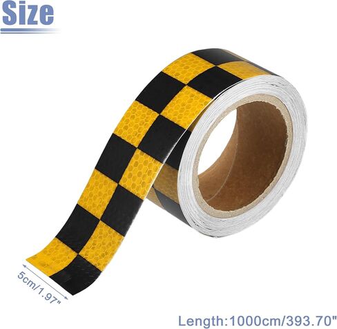 ACROPIX Universal 5cmx10m Yellow and Black Checkered Car Reflective Stickers Reflective Tape Safety Warning Reflective Protector - Pack of 1 in Saudi Arabia