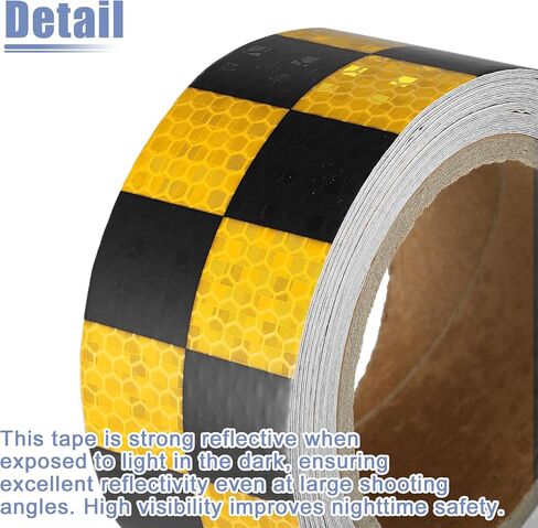 ACROPIX Universal 5cmx10m Yellow and Black Checkered Car Reflective Stickers Reflective Tape Safety Warning Reflective Protector - Pack of 1 in Saudi Arabia