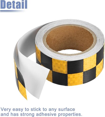 ACROPIX Universal 5cmx10m Yellow and Black Checkered Car Reflective Stickers Reflective Tape Safety Warning Reflective Protector - Pack of 1 in Saudi Arabia