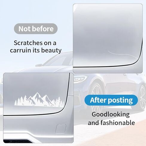 Vinyl Car Snow Mountain and Tree Sticker Decals, Premium Badge Car Trunk Tailgate Logo Decal Sticker, Car Exterior Decoration Accessories Fit Most Cars for Window Laptop Window (White) in Saudi Arabia