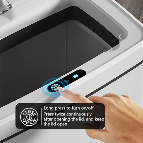 سلة مهملات الحمام Sooyee مع غطاء سلة قمامة أوتوماتيكية، سلة مهملات ذكية سعة 3.7 جالون، سلة مهملات بلاستيكية سعة 14 لتر، سلة مهملات بدون لمس للمطبخ، المكتب، غرفة النوم، الحمام، غرفة المعيشة، أسود in Kuwait