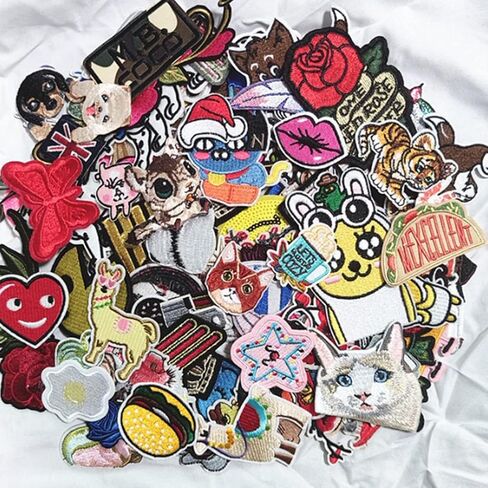 50PCS Random Assorted Styles Funny Patch Repair Embroidered Appliques Sew on Patches Embroidered Patches Iron on Patches for Clothes for Dress Hat Jeans DIY Accessories in Saudi Arabia